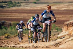 Frances du Toit leads some of the riders during the fifth day of the Lesotho Sky.