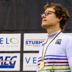Gert Fouche in the rainbow jersey
