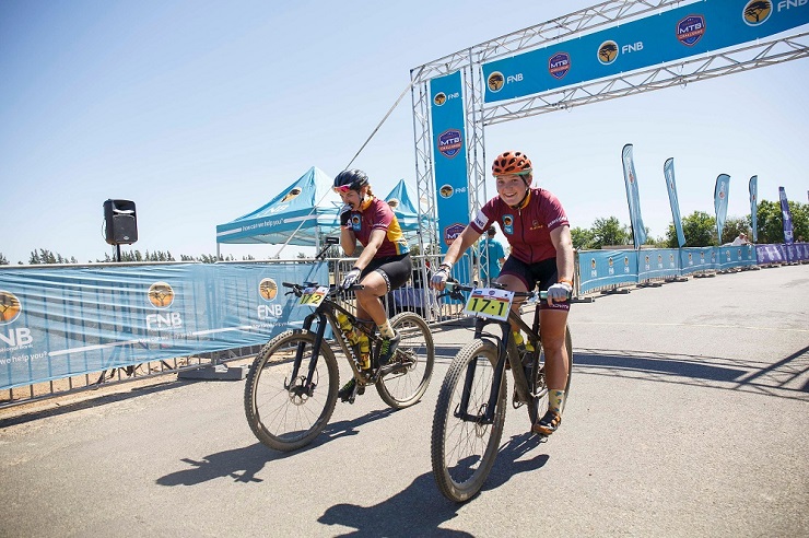 Stellenbosch University's Nicky Giliomee (left) and Frances du Toit won the second stage to retain the overall title at the FNB-sponsored Varsity MTB Challenge, which started and finished at Nederburg near Paarl today.