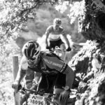 A rider pushes his way through a narrow section of the Trailseeker route.