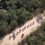 An aerial view of riders along the Trailseeker Diamond Rush route.