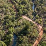 An aerial view of riders along the Trailseeker Diamond Rush route.