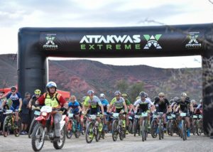 Pictured here is the start of the men's race at the 2018 Attakwas Extreme MTB Challenge.