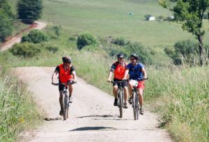 An image of some of the riders having a bit of 'sports' during the second stage of the 2018 Drak Descent.