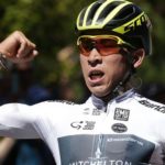 Caleb Ewan Caleb Ewan celebrates after winning the second stage of the 2017 Tour Down Under