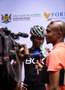 Clint Hendricks interviewed by media at Mpumalanga Tour
