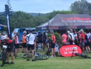 Riders readying themselves at the race village. Photo: Tersia Marais