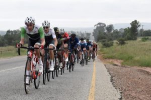 The peloton lining up during the Berge en Dale road race yesterday. Photo: Cyclists setting off for the Berge en Dale road race yesterday. Photo: Mariola Biela