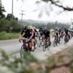 Riders bunching up as shown from an in-bush shot at the Berge en Dale road race yesterday. Photo: Photo: Mariola Biela
