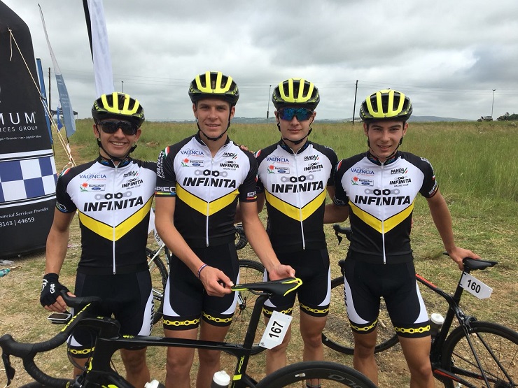 Team Infinita for the 2018 season from left Damion Gomez, Ryan Terry, Emile Fourie and Kimhan Kleynsheldt. Photo: Supplied