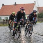 Ashleigh Moolman-Pasio pictured during the rain-soaked Dwars door Vlaanderen in Belgium yesterday. Photo: Velofocus