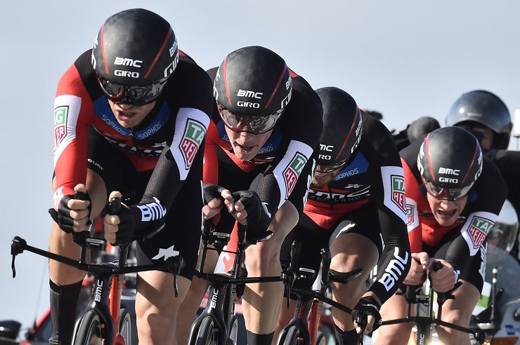 BMC Racing won the 21.5km team time-trial in stage one of the Tirreno-Adriatico today. Photo: @TirrenAdriatico