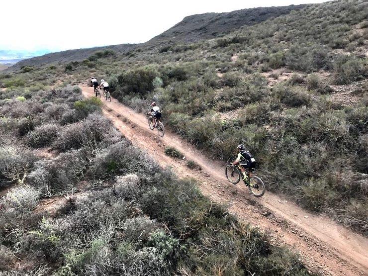 Manuel Fumic & Henrique Avancini and Jaroslav Kulhavy & Howard Grotts racing head-to-head on the last several kilometres during stage one of the Cape Epic today. Photo: Cape Epic