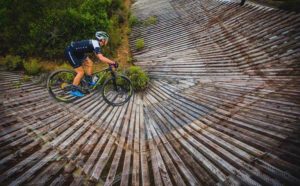 A rider taking on a wooded bend during the PE Plett. Photo: Deidre Cloete