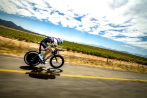 Spectacular motion shot of a rider during the second stage time-trial of the Tour of Good Hope. Photo: Robert Ward