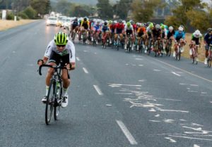A rider pictured drifting from the rest of the bunch during stage three of the Tour of Good Hope. Photo: Robert Ward