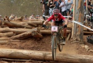 Annika Langvad in action at opening leg of the 2018 UCI Mountain Bike World Cup.