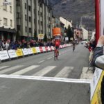 Trek-Segafredo's Jarlinson Pantano pictured crossing the finish to win stage five of the Volta a Catalunya in Vielha, Spain, today. Photo: @VoltaCatalunya/@namussfilms