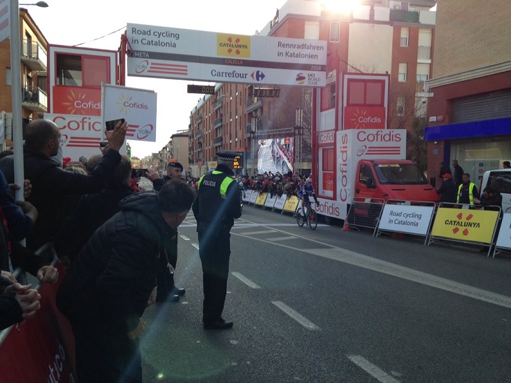 Quick-Step Floors' Alvaro Hodeg won the first stage of the Volta a Catalunya in Spain yesterday. Photo: @VoltaCatalunya