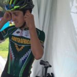 Alan Hatherly pictured getting ready before taking on the Commonwealth Games cross-country race on the Nerang Mountain Bike Trails in Gold Coast today, of which he won a bronze medal. Photo: Mark Ethridge