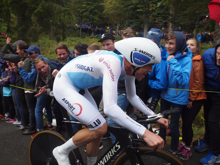 Quick-Step Floors' Bob Jungels, pictured here, won the elite men's Liege-Bastogne-Liege in Belgium today. Photo credits