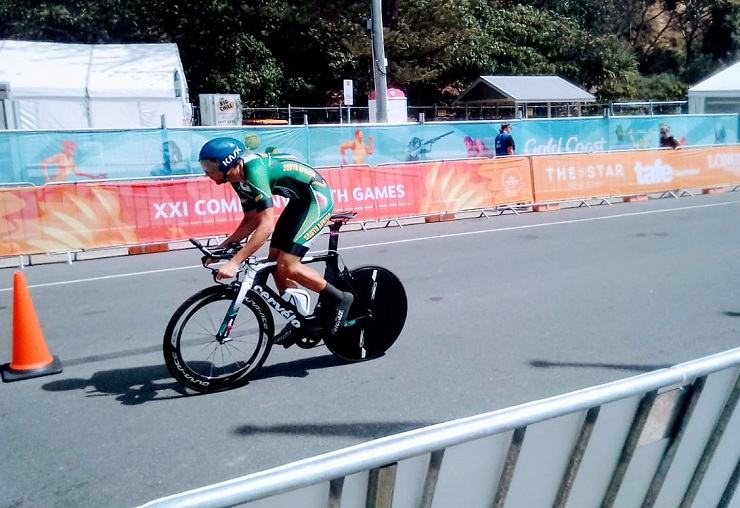 Brendon Davids pictured during the time-trial of the Commonwealth Games in Gold Coast today. Photo: Elrick Kulsen