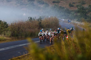 Riders on route of the Double90 Team Challenge