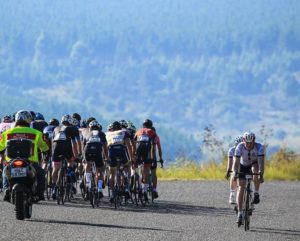 Riders seen riding the opposite direction from a peloton during stage one of the Panorama Tour. Photo: HH Photography & Design