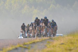 A bunch of cyclists during stage three of the Panorama Tour
