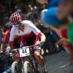 Sam Gaze, pictured here, won the Commonwealth Games men's cross-country race at the Nerang Mountain Bike Trails in Gold Coast today. Photo: Supplied