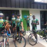Nolan Hoffman (left) posing alongside his Team South African teammates ahead of the Commonwealth Games road-race in Gold Coast tomorrow. Bosseau Boshoff