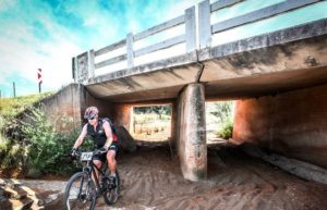 Rider coming out of a small tunnel during stage two of the Trek 2 Teebus. Photo: Oakpics