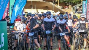 Riders line up at the start of stage one of Trek 2 Teebus