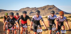 The front bunch of men team riders in action on the final Trek 2 Teebus stage