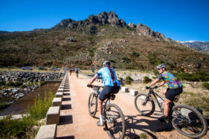 Riders cross a bridge on stage two of Winelands Encounter.