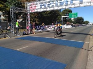 Two riders in action on a twin bicycle during the 100 Cycle Challenge. Photo: 100 Cycle Challenge