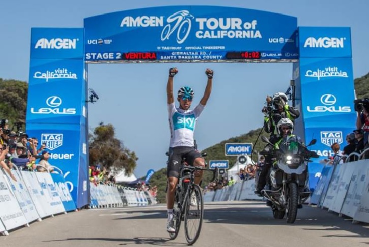 Team Sky's Egan Bernal won the 157km second stage of the Tour of California yesterday. Photo: Jim Safford