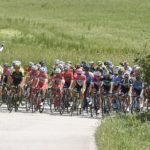 A bunch of riders in action during stage nine of the Giro d'Itali