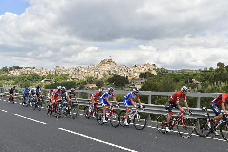 A bunch of riders in action during stage six of the Giro d'Italia