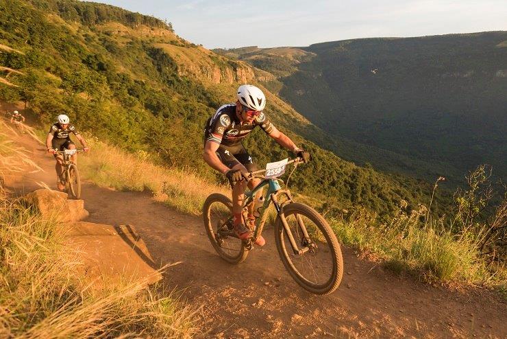 Winning pair NAD Pro's Nico Bell (front) and Matt Beers during the second stage of the sani2c Race. Photo: Anthony Grote