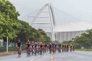 The Moses Mabhida Stadium seen in the background at this year's Tour Durban