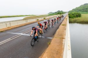 Riders crossing a bridge during this year's Tour Durban