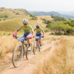 Elite women winning pair Samantha Sanders and Amy McDougall in action during the sani2c Race. Photo: Anthony Grote