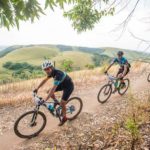 Riders coasting on the edge of a hill during the sani2c Race. Photo: Anthony Grote