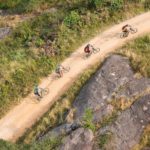 Great aerial shot of riders labouring up a climb during the sani2c Race. Photo: Anthony Grote