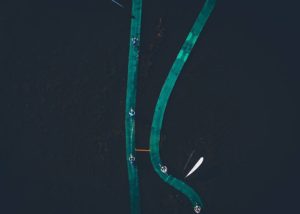 An aerial view of the water bridge on day one of sani2c Adventure.