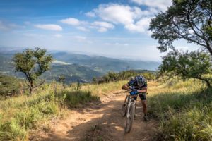 Taking a break on the route during day two of sani2c Adventure