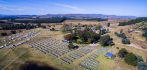An aerial view of the race village at the sani2c Race