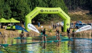 Riders cross the water bridge on day one of the sani2c Race