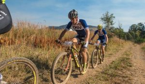 Gert Heyns and Arno du Toit finished second on day one of the sani2c Race.